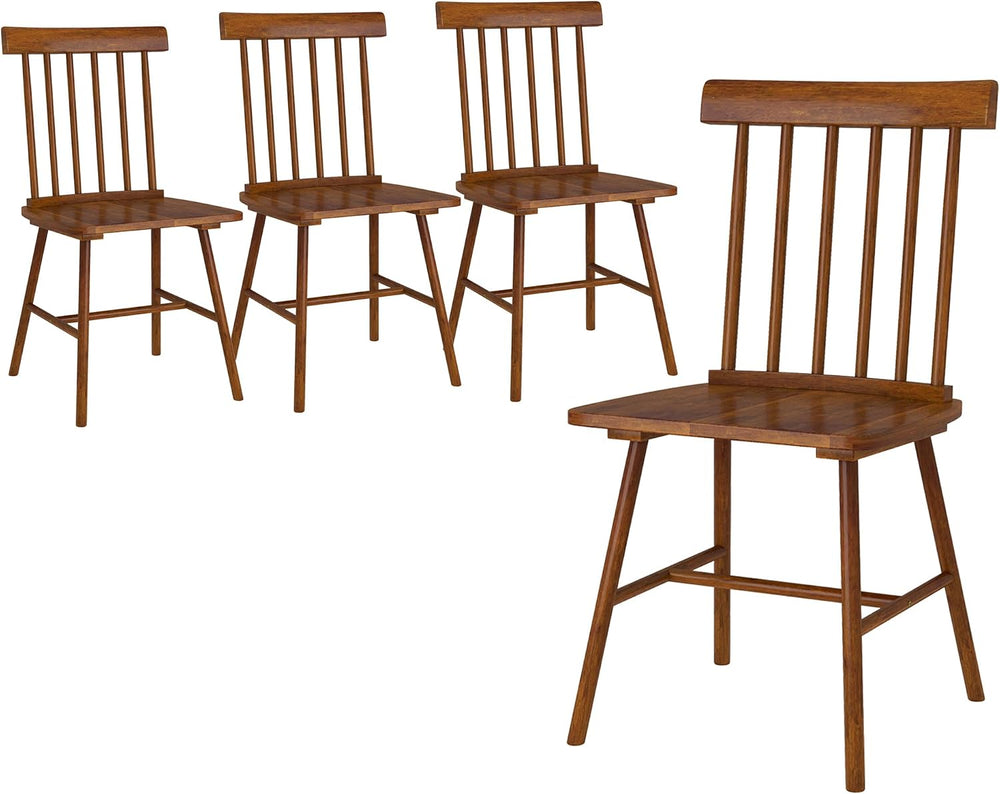 HOMCOM Windsor Dining Chairs Set of 4 Spindle Backrest Light Brown