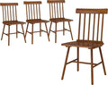 HOMCOM Windsor Dining Chairs Set of 4, Farmhouse Wooden Kitchen Chairs with Rubber Wood Frame and Spindle Backrest for Dining Room, Living Room, Light Brown