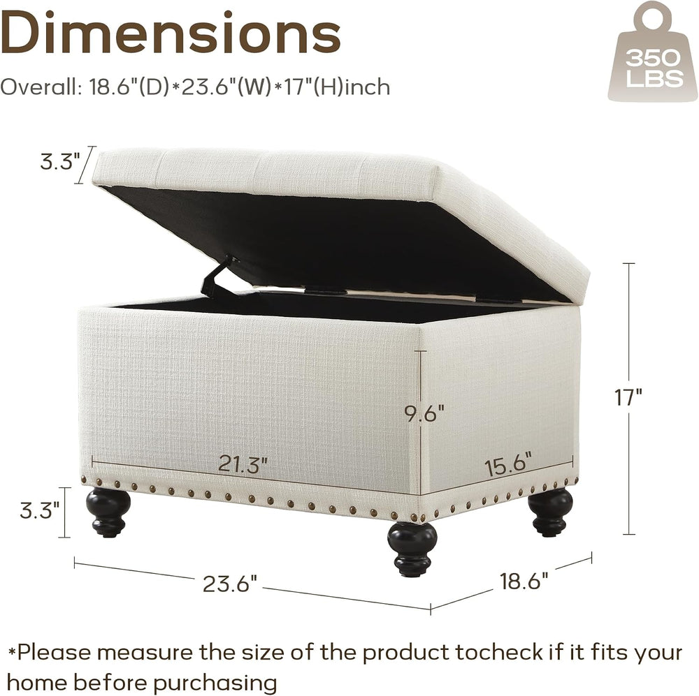 Zihanhome Small Storage Ottoman, Tufted Ottoman Foot Rest, Foot Stools, 24&qu...