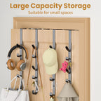 Over The Door Hooks, Metal Door Hooks for Hanging, Over The Door Purse Organizer for Coat Hanger, Back of Shower Door for Hanging Towel Rack Clothes, Hat, Bathroom, Closet (Black-4Packs)