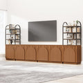 Yechen 165" Modular Entertainment Center with Bookshelves for up to 98", Mid Century Modern TV Stand with Storage, TV Cabinet with Adjustable Shelves, Living Room, Walnut Oak(4 PCS)