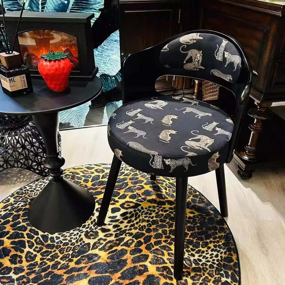 Etlegor Retro Wood Swivel Vanity Chair with Back, American Round Makeup Chair...