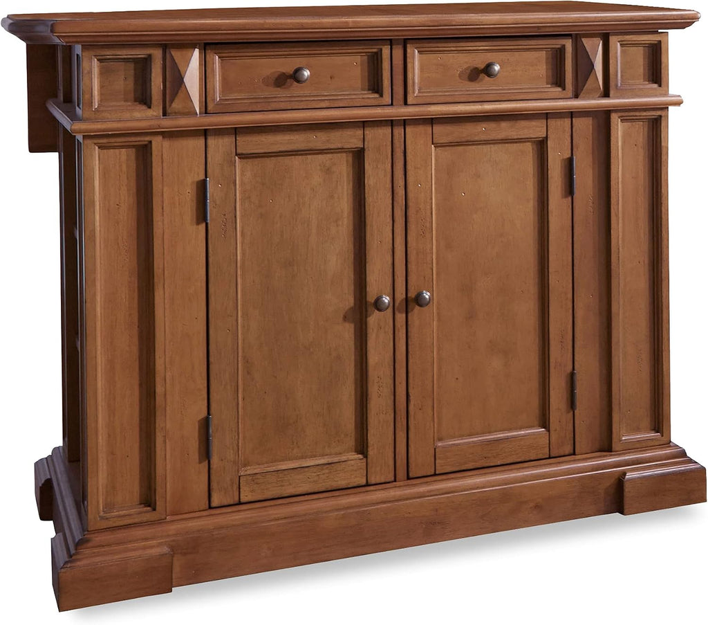 Homestyles Americana Oak Finish Kitchen Island with Wood Drop Leaf Breakfast Bar, 50"W