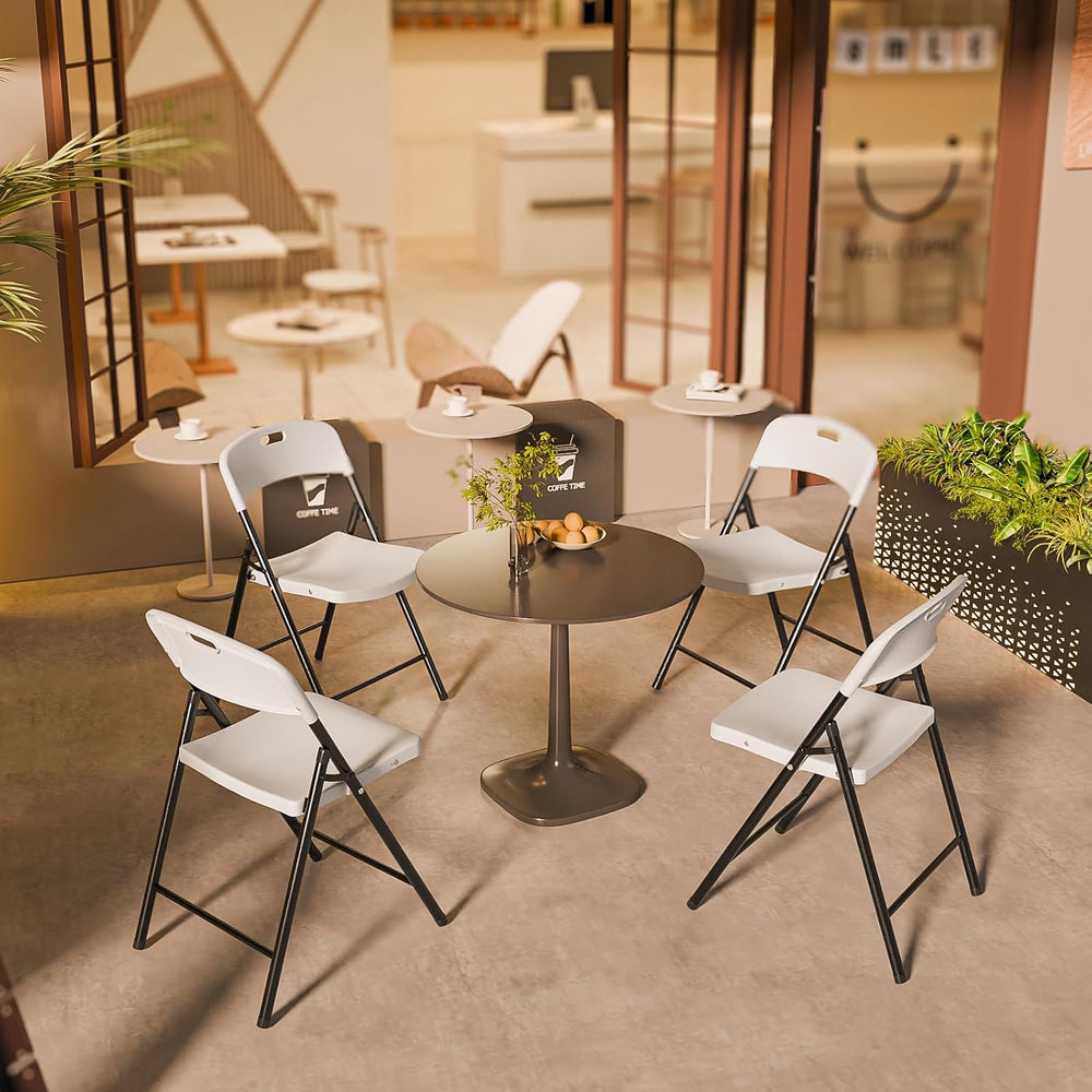 Bonnlo 10-Pack White Plastic Folding Chairs, Portable Seat with Sturdy Steel ...