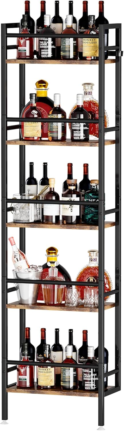 Homeiju 5-Tier Freestanding Wine Rack, 60 Bottles Wine Racks for Wall Mounted...