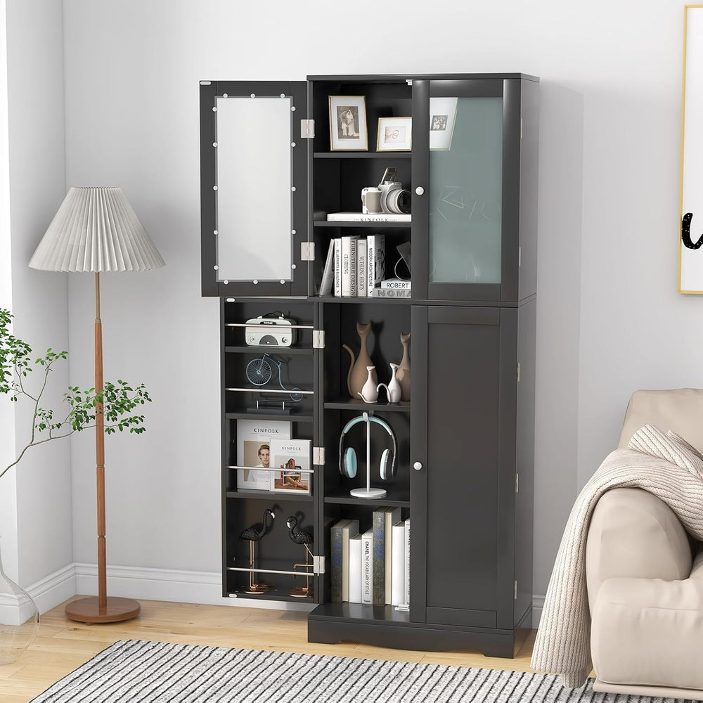 LOKO 63.5" Tall Kitchen Pantry Storage Cabinet, Freestanding Food Storag...