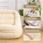 Giant Bean Bag Chair with Armrests - Oversized Cozy Seating for Adults, Corduroy Fabric & High - Density Foam Filling, Ideal Lounge for Living Room, Bedroom & Gaming Room (White)