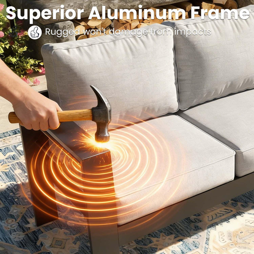 5 Pieces Modern Aluminum Patio Furniture Set, Outdoor Conversation Sets Metal...