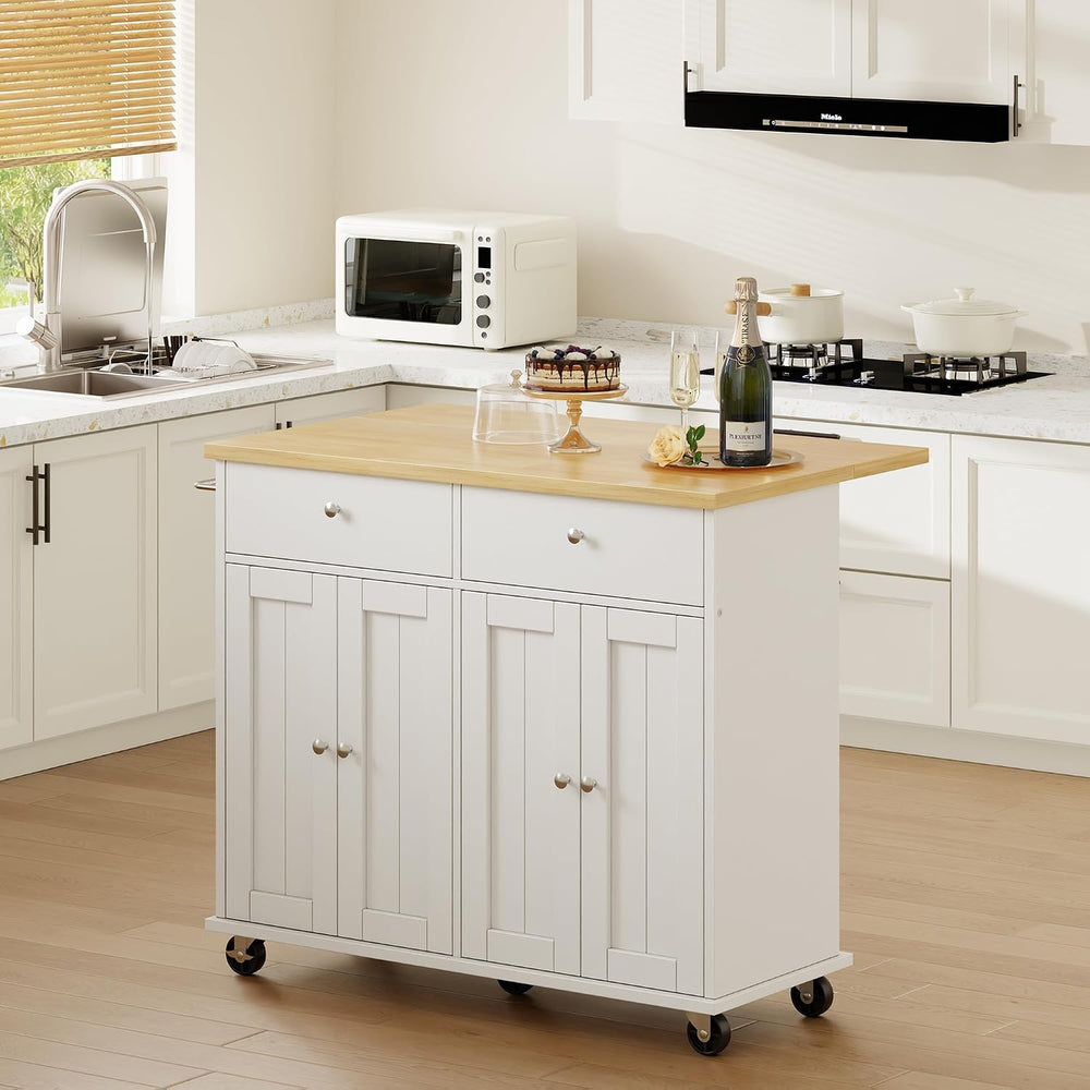 Shintenchi Kitchen Island w/Dropleaf Rolling Kitchen Table w/Seating