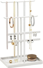 pickpiff Jewelry Stand Holder Organizer: 12.5" Sturdy Jewelry Hanger for Necklace, Earring, Bracelet, White