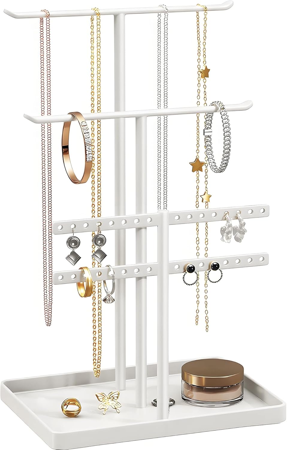 pickpiff Jewelry Stand Holder Organizer: 12.5" Sturdy Jewelry Hanger for Necklace, Earring, Bracelet, White
