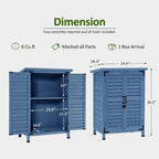 MCombo Outdoor Storage Cabinet, Small Storage Shed with Removable Shelf, Wood Garden Shed with 2 Doors for Yard Patio Lawn (24.6 x 18.3 x 38.2 inch) 0985 (Blue)