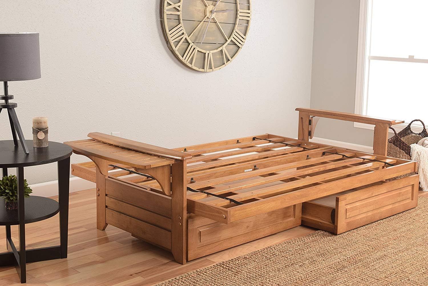 Kodiak Furniture Phoenix Full Size Futon in Butternut Finish with Storage Drawers, Canadian