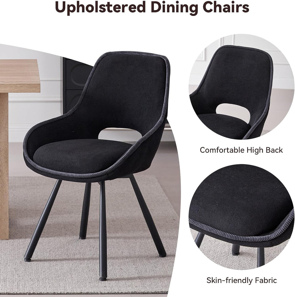 Swivel Dining Chair Set of 4, Modern Upholstered Fabric Kitchen Chairs with T...