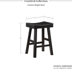 Lexicon Saddle Bar Stools Set of 2 Barstools with Footrest, Armless Dining Chairs for Kitchen Island, Breakfast Nook, Living Room, Counter Height, Black