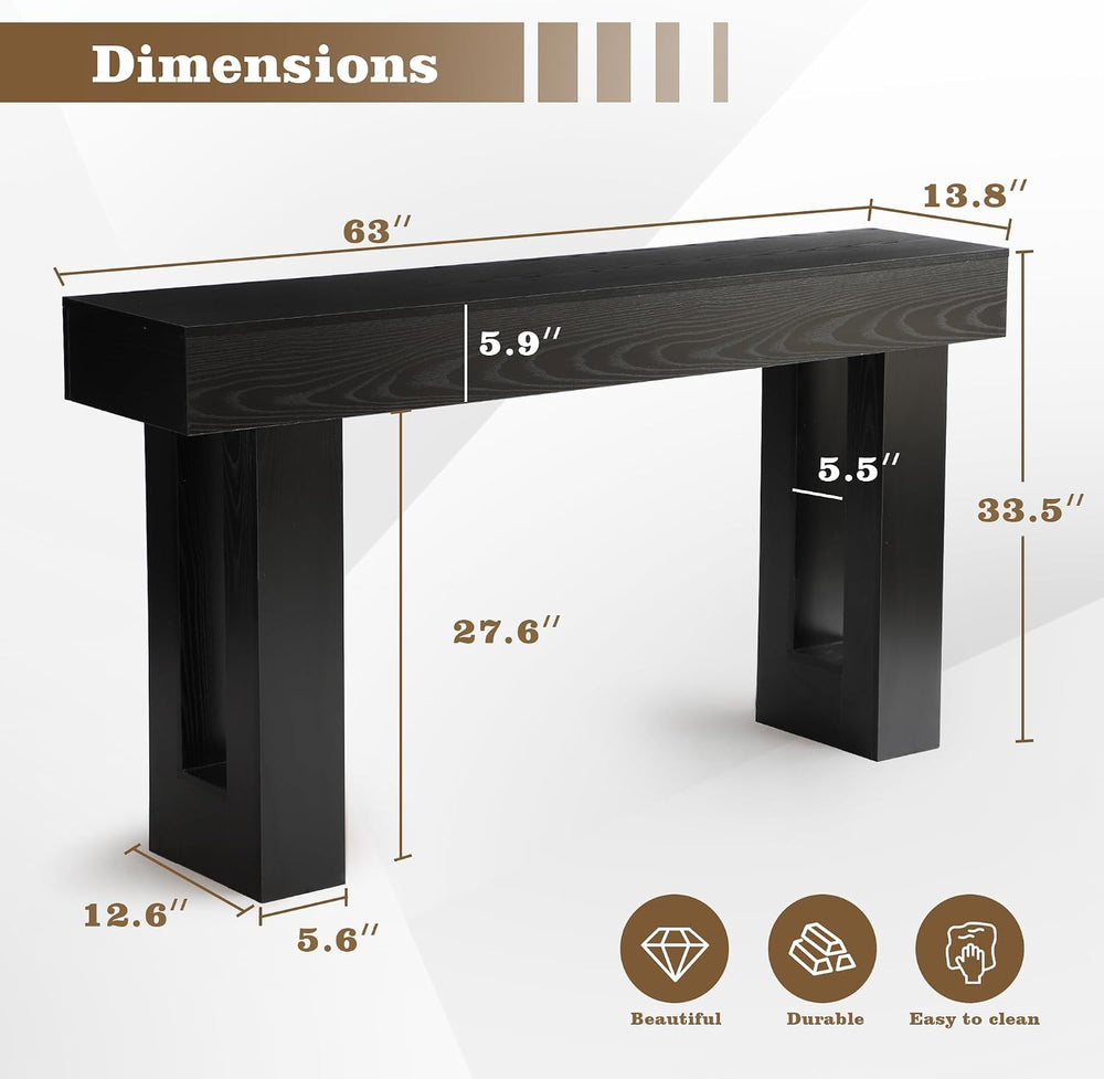 TITIMO 63 Inch Long Console Table, Farmhouse Wooden Sofa Table Behind Couch |...