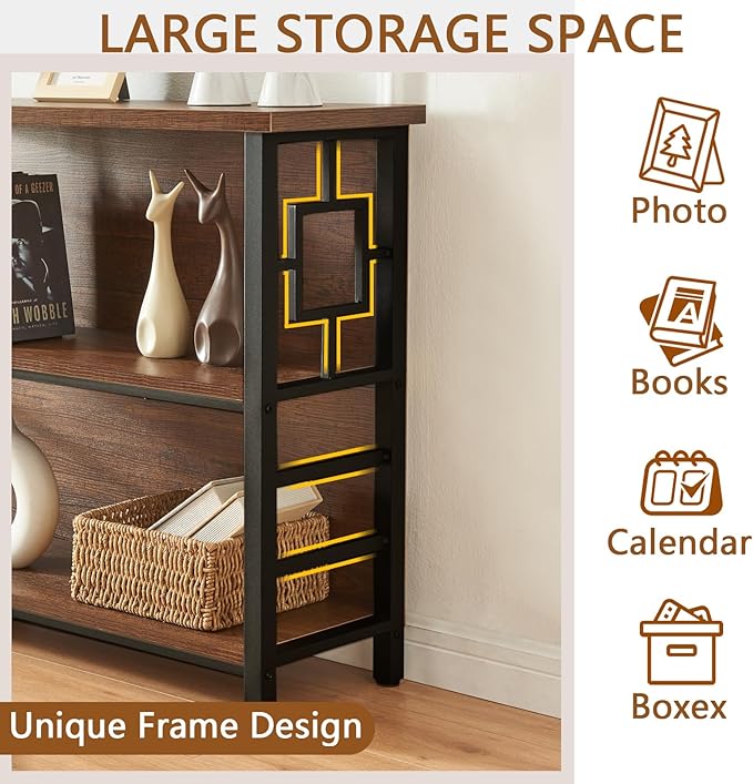 HOMISSUE Book Shelf, 3 Tier Deep Bookshelf with Storage, Engineered Wood and ...