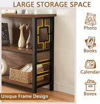 HOMISSUE Book Shelf, 3 Tier Long Bookshelf with Storage, Engineered Wood and Metal Shelf Bookcase, Low Short Bookcases for Small Space, Living Room, Bedroom, Office, Rustic Brown