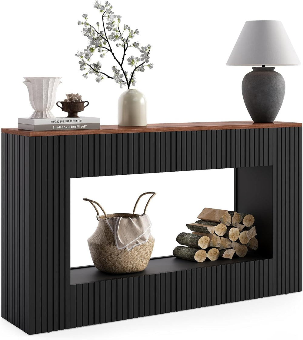 LITTLE TREE Black Console Table for Entryway, 55 Inch Long Narrow Farmhouse S...
