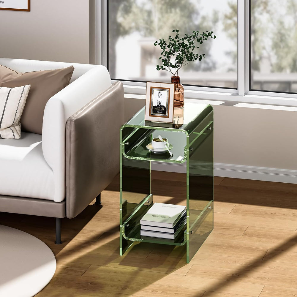 Clear Acrylic Side Table, Narrow Nightstand Bedside Table for Bedroom, Skinny...