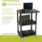 Pearington 3-Tier Compact Multi-Purpose Utility Cart with Lockable Wheels and Ergonomic Handle, Black, 2 Pack