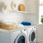 Kaboon Washer Dryer Countertop, Melamine Countertop with Edge Rails - 27.5" Depth x 54" Width Laundry Room Organization, Beige Leather