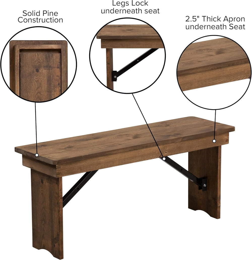 Flash Furniture Hercules Series 40" x 12" Commercial Grade Rustic S...