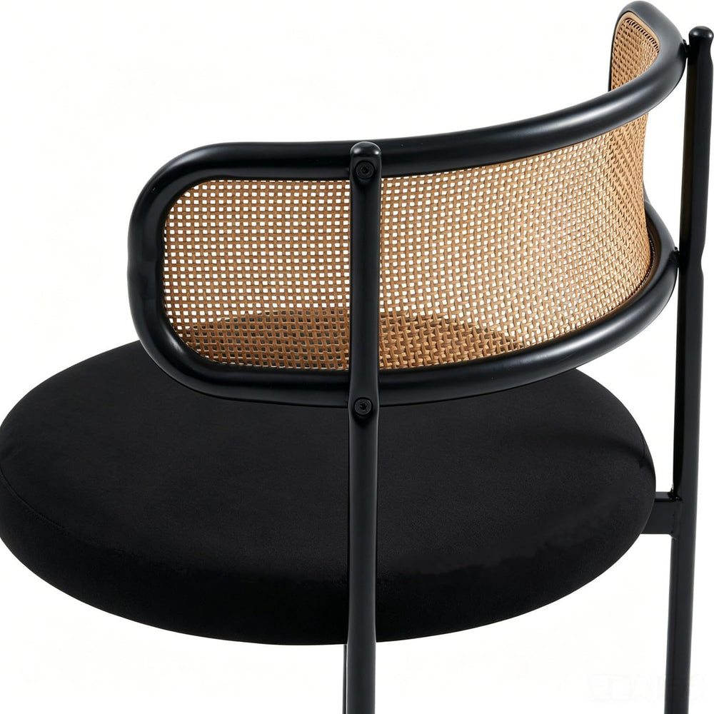 Rattan Dining Chairs Set of 2, Kitchen Chairs with Curved Cane Backrest &...