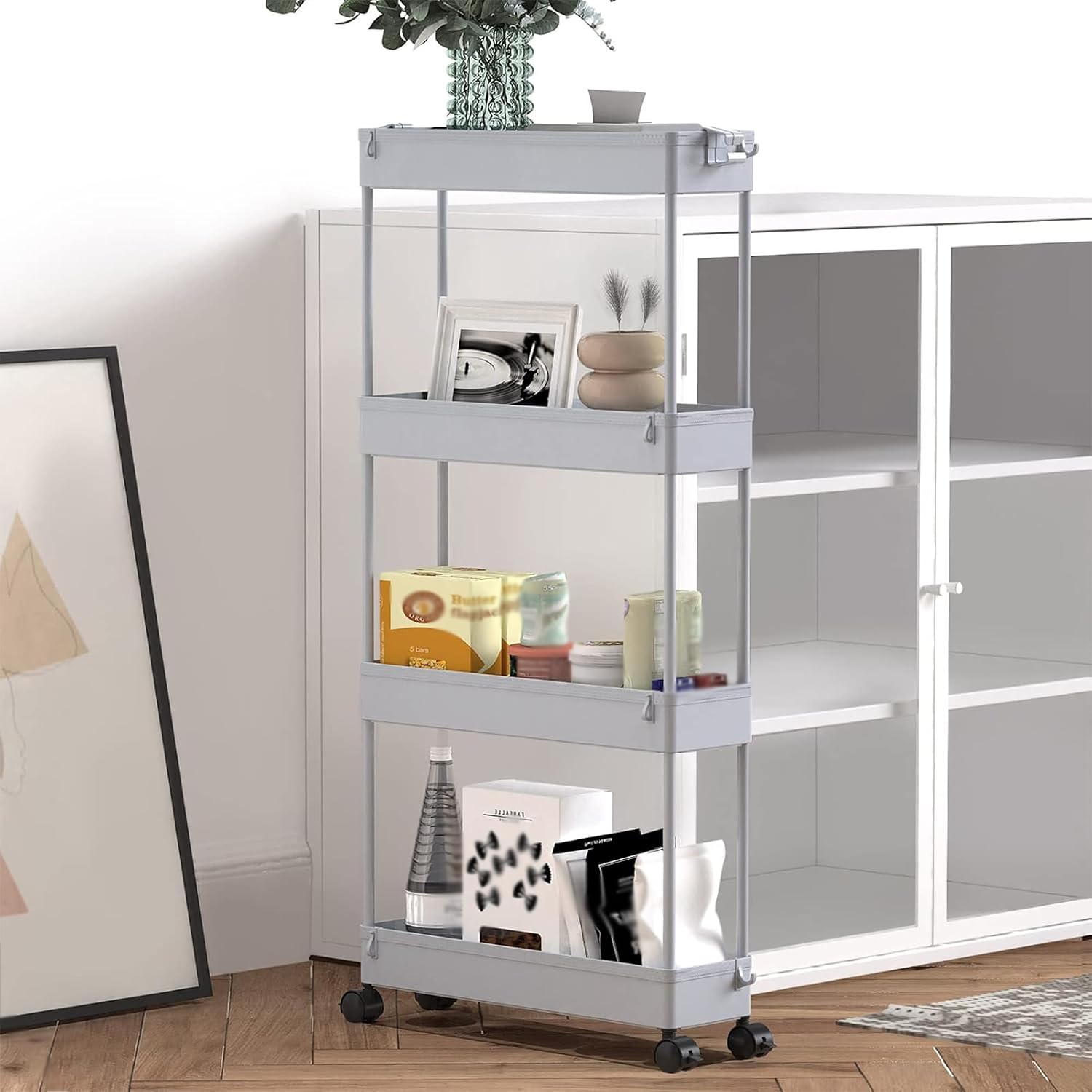 SPACELEAD 2-piece Set Slim Storage Cart 3 Tier,Bathroom Organizer Rolling Utility,Mobile Shelving Unit Slide Out for Office, Kitchen, Laundry Room & Narrow Places