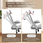 Ergonomic Swivel Task Chair High Back Home Desk Chair Computer Office Chair Mesh Rolling Work Chairs with Headrest and Lumbar Support Grey