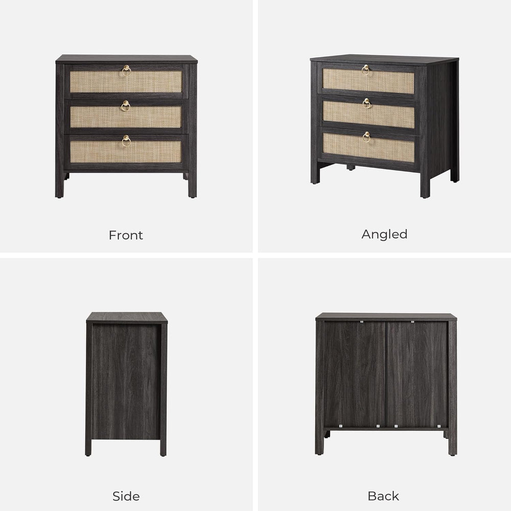 SICOTAS Rattan Nightstand Set of 2 with Drawers, Boho Large Bedside Tables | ...