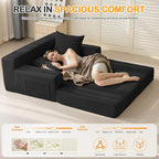 Erament Loveseat Boneless Convertible Sofa Bed, Folding Floor Futon Sleeper Sofa Couch Bed- Boneless Foldable Couch, Corduroy Pull Out Sofa Bed with 2 Pillows for Living Room & Bedroom