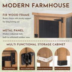 Outdoor Storage Cabinet with Metal Worktop, Fir Wood Frame & Adjustable Shelf, Weather-Resistant Garden Tool Organizer for Patio, Porch, Balcony, or Garage (18" L x 18" W x 33.5" H)