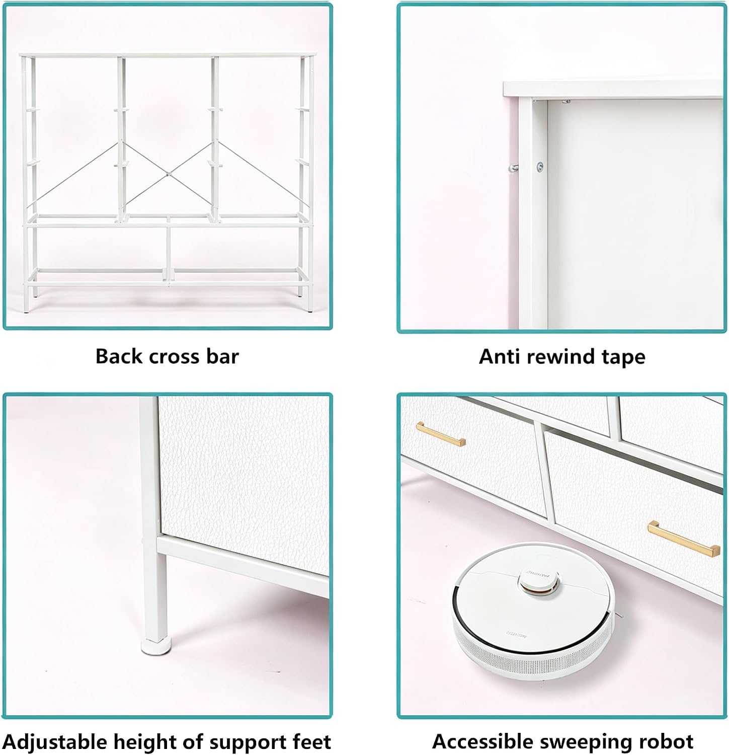 VASICAR 11-Drawer Compact Dresser for Bedroom, Fabric Clothes Storage Organizer, White Chest of Drawers with Wood Top for Closet, Nursery, Living Room
