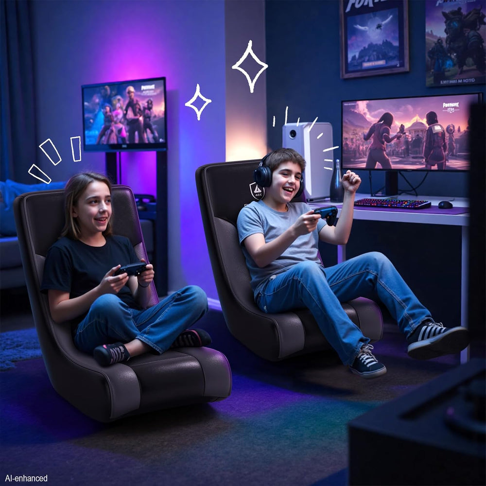 GTPLAYER Floor Rocking Gaming Chair – Floor Rolling Game Chairs with Angle Li...