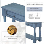 Merax Wood Farmhouse Entry Way Hallway Table with Drawers and Bottom Shelf Narrow Long Sideboard for Living Room (Distressed Black)