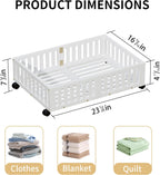 Bamboo Under Bed Storage with Wheels,Rolling Underbed Shoe Organizer Box for Shoes,Blankets,Toys,Clothes Container Space-Saving Bins for Bedroom,Closet,Dorm,Nursery