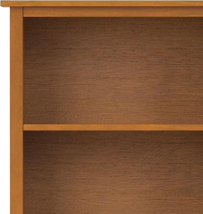 SIMPLIHOME Warm Shaker Bookcase - 72 inch Tall 5-Shelf Solid Wood Bookshelf in Light Golden Brown, Transitional Storage for Living Room, Study Room or Office with Adjustable Shelves and Tapered Legs