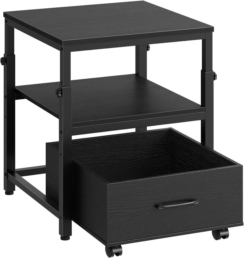 HOOBRO Mini Fridge Stand with Storage Basket, Height-Adjustable Mini Fridge C...