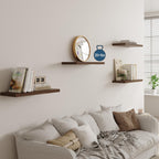 Wall Shelf Set of 3, Walnut Floating Shelves 36 in W x 10 in D x 1 in H, Wooden Floating Wall Shelf with Invisible Brackets for Living Room/Bedroom/Bathroom/Kitchen Storage and Decor
