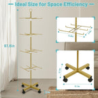Retail Display Stand Rotating Display Stand 4 Tier Spinning Display Stand for Craft Shows, Jewelry, Keychain, Earring Adjustable Height Retail Display Racks (Gold)
