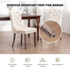 Velvet Dining Chairs Set of 4,Upholstered Dining Chairs with Ring Pull Trim and Button Back,Modern Seating for Living Room, Bedroom, Kitchen (Beige)