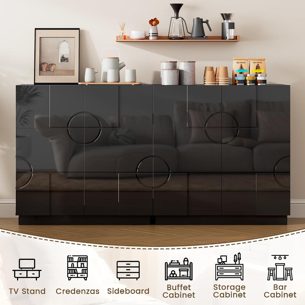 LVSOMT Sideboard Buffet Cabinet with Storage, Modern Accent Cabinet with Door...