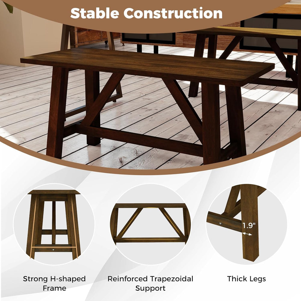 GOFLAME 38” Wood Dining Bench, Farmhouse Entryway Bench with Rubber Wood Fram...
