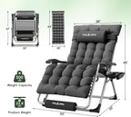 Oversized Zero Gravity Padded Chair XXL 33In Reclining Camping Lounge Chair | w/Removable Cushion & Headrest & Upgraded Lock & Footrest & Cup Holder Foldable Recliner for Indoor Outdoor,500LBS Capacity