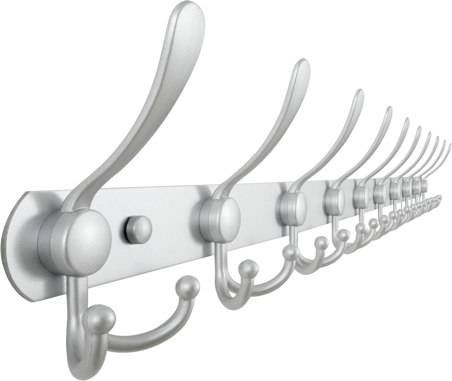 Dseap Coat Rack Wall Mount - 38” Long 10-Tri-Hooks Heavy Duty Coat Hanger Rail Wall Hooks for Hanging Coats Hats Clothing Clothes Purse Mudroom Entryway, Silver