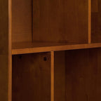 SIMPLIHOME Draper Bookcase - 64 inch Tall Solid Hardwood Wide Storage Bookshelf in Teak Brown, Mid-Century Modern Storage for Living Room, Study Room or Office with Adjustable Shelves and Tapered Legs
