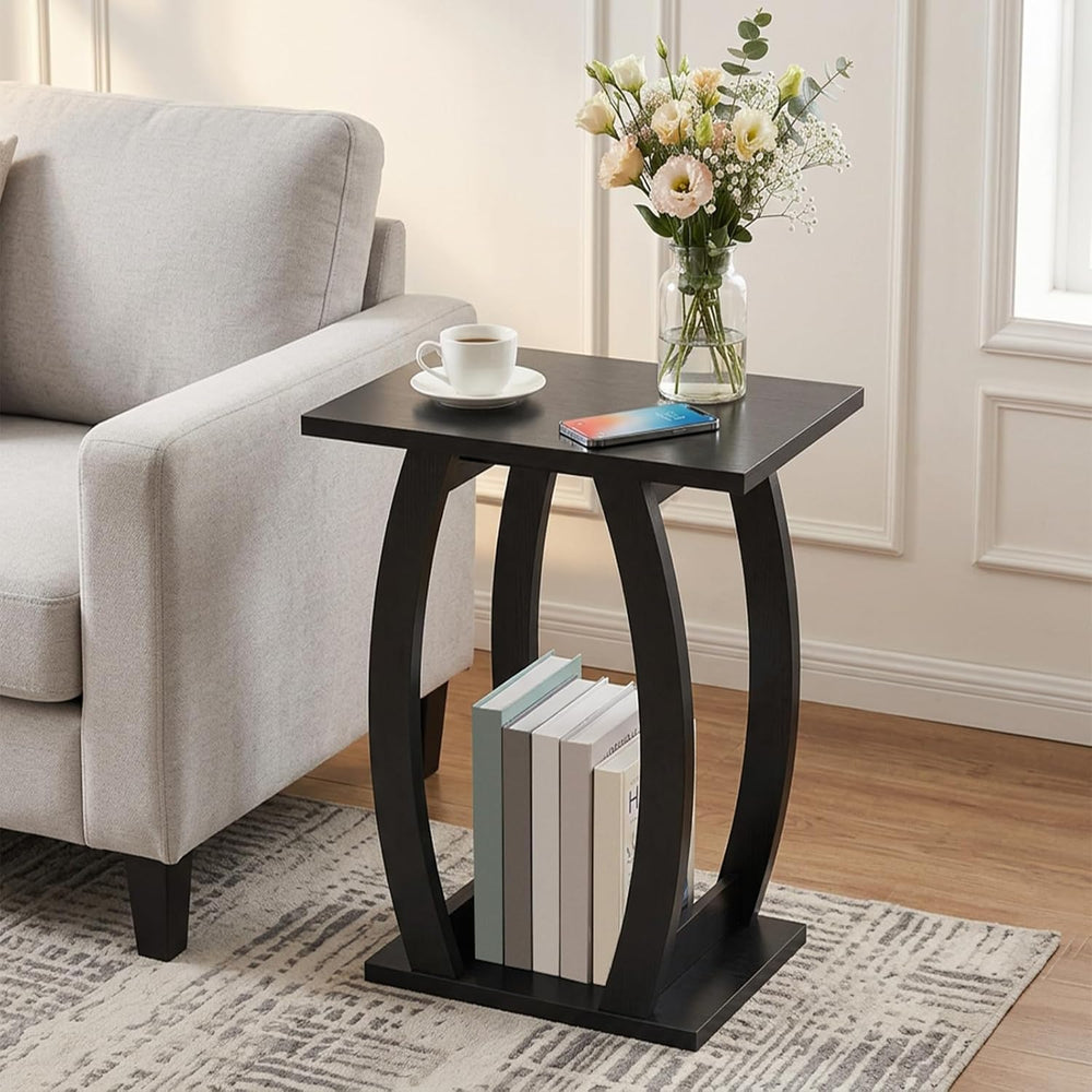 MAHANCRIS End Tables Living Room Set of 2, Side Table Beside Sofa, Black