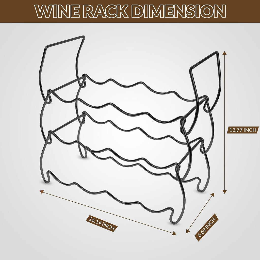 3-Tier Countertop Wine Rack, 12-Bottle Stackable Metal Liquor Display Shelf
