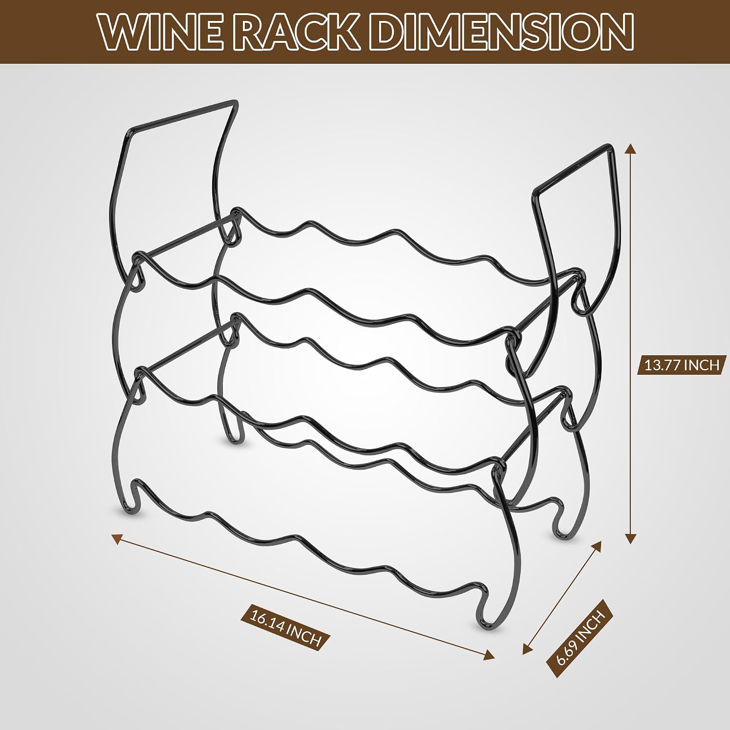 3-Tier Countertop Wine Rack, 12-Bottle Stackable Metal Liquor Display Shelf
